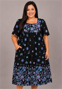 100% Cotton Blossoms Print Short Lounger Dress
